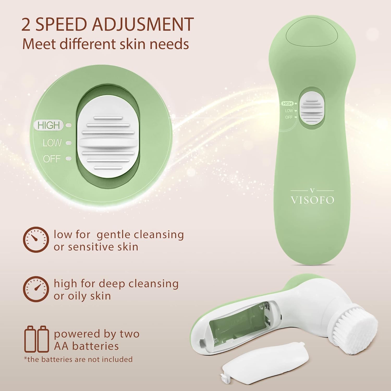 Facial Cleansing Brush | Face Scrubber Exfoliator Wash Cleansing Exfoliating Powered Electric Brushes Spin Cleanser Cleaning Scrub Oily Mixed Normal Dry Skin Including 7 Heads (Opal) - Image 6